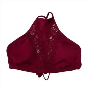 Mossimo burgundy halter bikini top size small